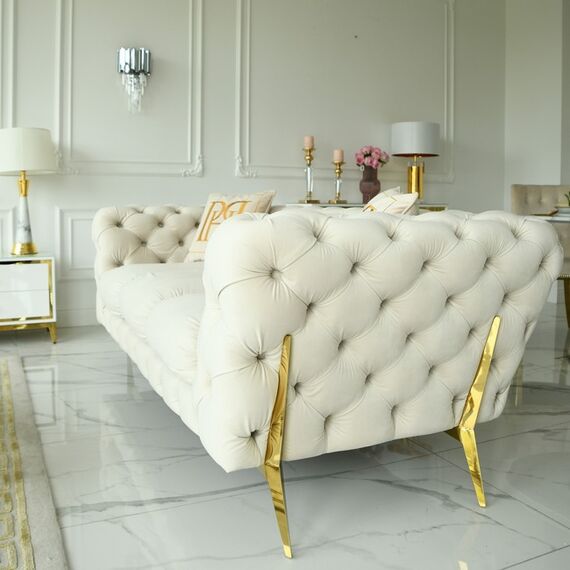 Glamor upholstered modern gold quilted sofa DIVA GOLD