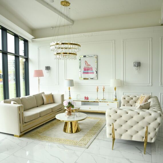 Glamor upholstered modern gold quilted sofa DIVA GOLD