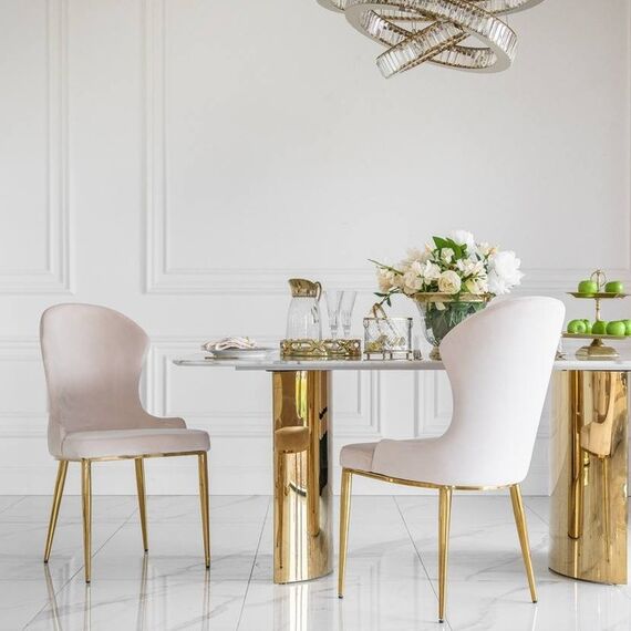 LOUIS modern beige gold New York-style upholstered glamour chair 49x55x110