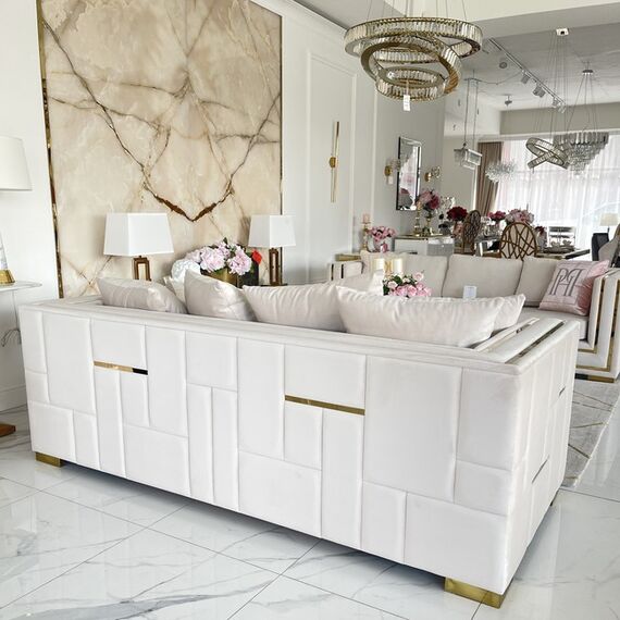 Glamor sofa for the living room, foldable, designer, modern with gold slats PALACE