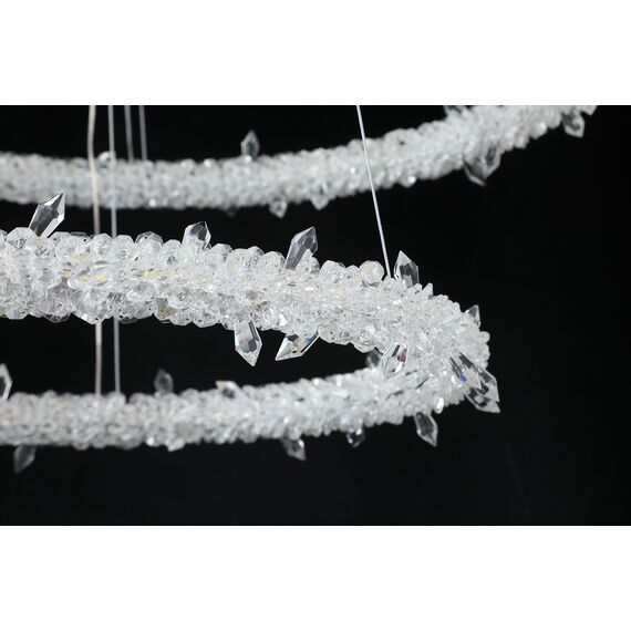 Glamorous ICE M crystal LED ceiling chandelier, round, modern silver