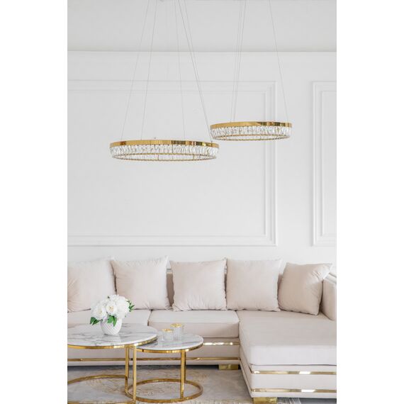 BELLINI crystal chandelier gold, designer, exclusive in a modern style, ring, hanging lamp