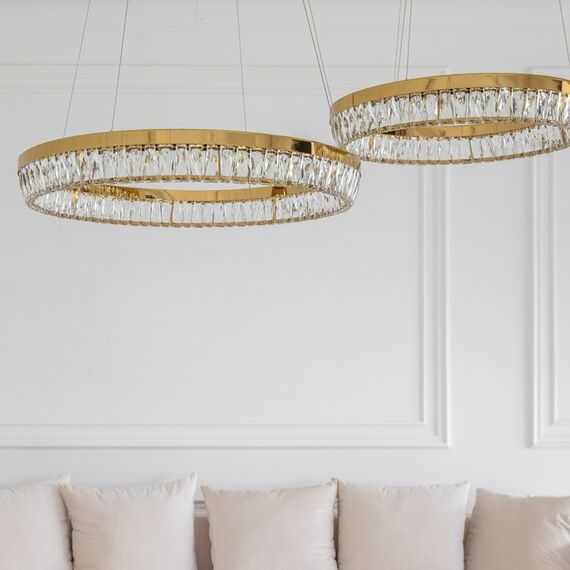 BELLINI crystal chandelier gold, designer, exclusive in a modern style, ring, hanging lamp