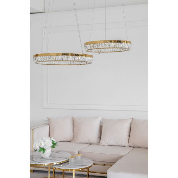 BELLINI crystal chandelier gold, designer, exclusive in a modern style, ring, hanging lamp