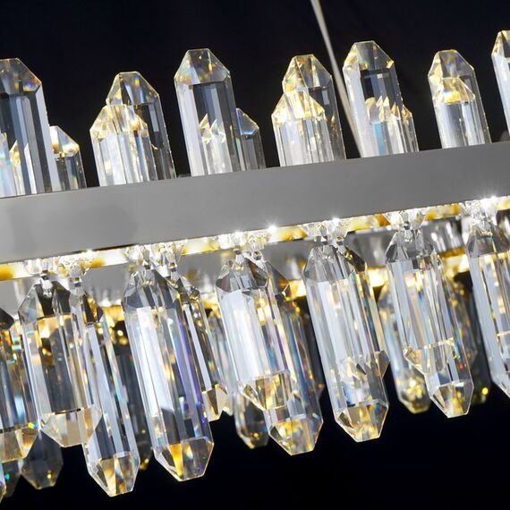 BULGARI L crystal chandelier, silver glamorous hanging lamp, modern for the living room, adjustable