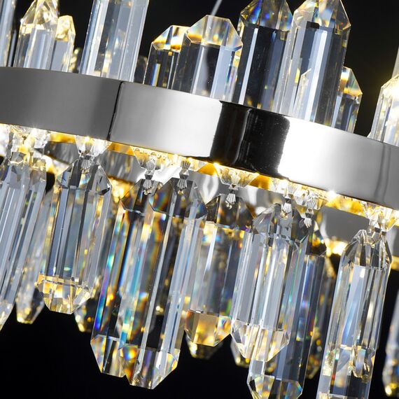 BULGARI L crystal chandelier, silver glamorous hanging lamp, modern for the living room, adjustable