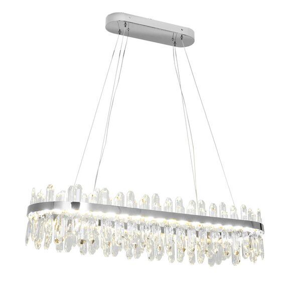 BULGARI L crystal chandelier, silver glamorous hanging lamp, modern for the living room, adjustable