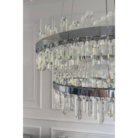 BULGARI XL crystal chandelier, two-story, luxurious glamor silver