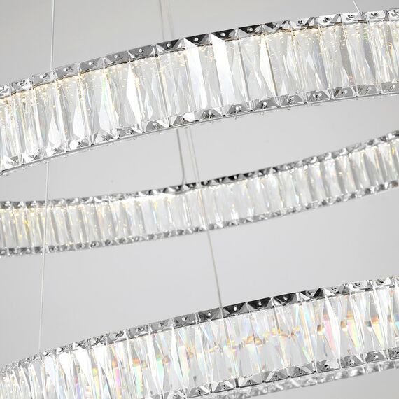 CRYSTAL L crystal chandelier, silver, glamorous, exclusive, modern two-level ring