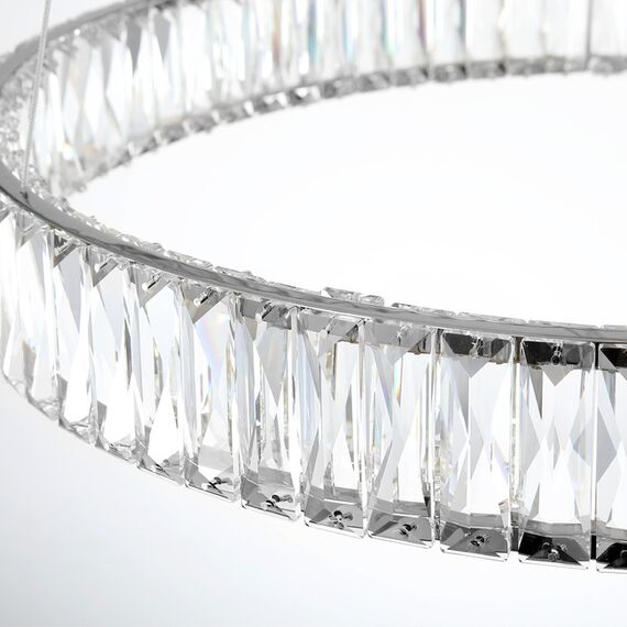 CRYSTAL L crystal chandelier, silver, glamorous, exclusive, modern two-level ring