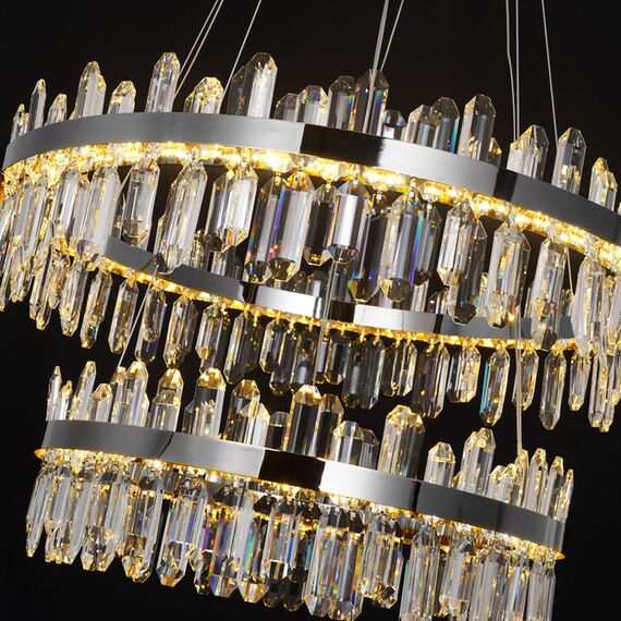 BULGARI XL crystal chandelier, two-story, luxurious glamor silver
