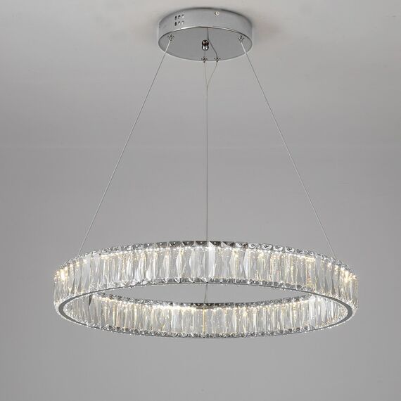 Żyrandol kryształowy CRYSTAL srebrny, glamour, ekskluzywny, nowoczesny ring