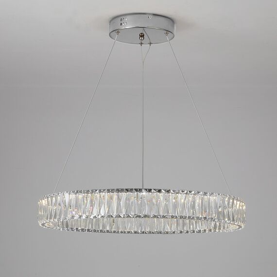 Żyrandol kryształowy CRYSTAL srebrny, glamour, ekskluzywny, nowoczesny ring