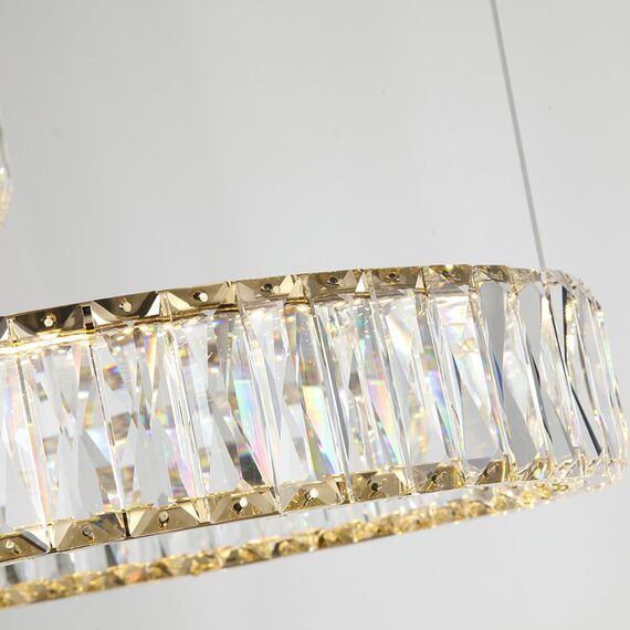 CRYSTAL XXL gold crystal chandelier, glamorous, exclusive, modern with three rings