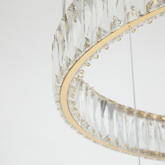CRYSTAL XXL gold crystal chandelier, glamorous, exclusive, modern with three rings