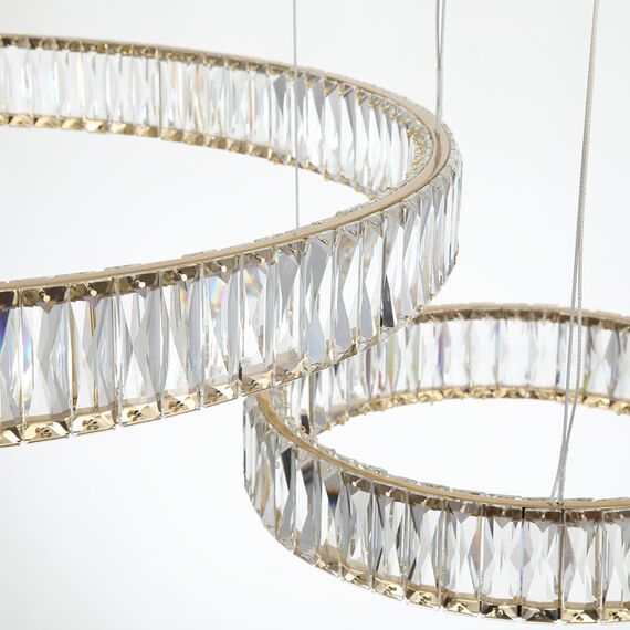 CRYSTAL XXL gold crystal chandelier, glamorous, exclusive, modern with three rings