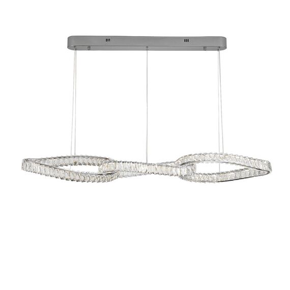 LILIBET L glamorous crystal chandelier, modern, designer, elongated silver hanging lamp