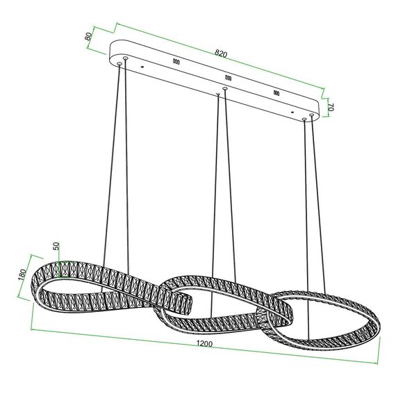 LILIBET L glamorous crystal chandelier, modern, designer, elongated silver hanging lamp