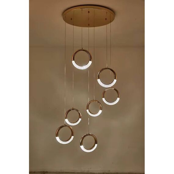Modern chandelier, glamor pendant lamp, gold, round, designer, exclusive, hanging ceiling lamp ROUND M