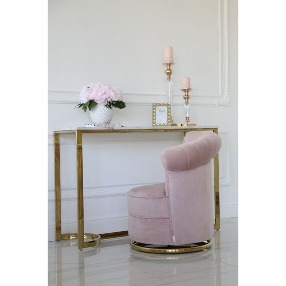 Designer Armchair, velvet, pink, gold FLOWER