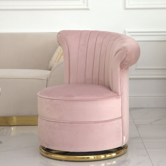 Designer Armchair, velvet, pink, gold FLOWER