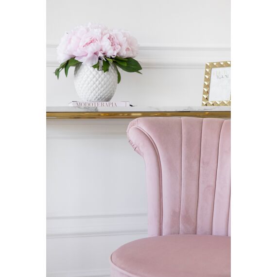 Designer Armchair, velvet, pink, gold FLOWER