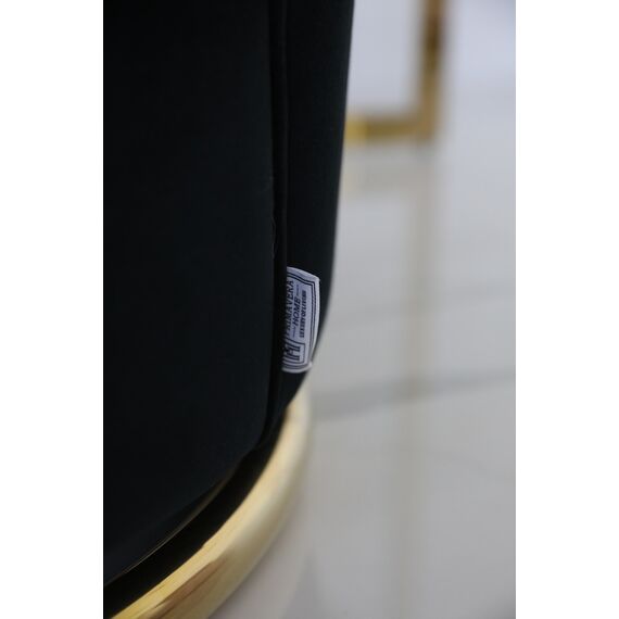 Designer Armchair, velvet, black, gold FLOWER