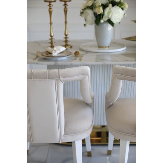 Exclusive glamorous dining chair, beige, white PALACE