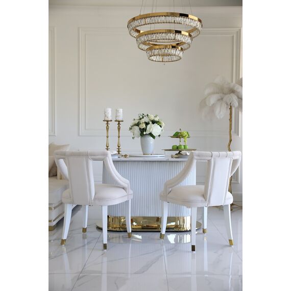 Exclusive glamorous dining chair, beige, white PALACE