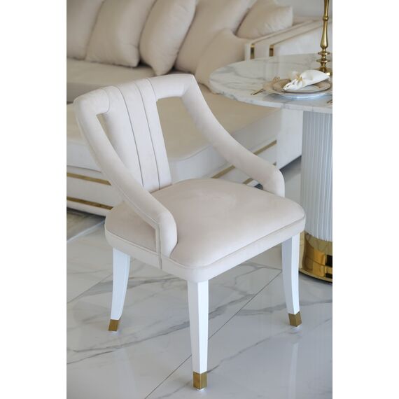 Exclusive glamorous dining chair, beige, white PALACE