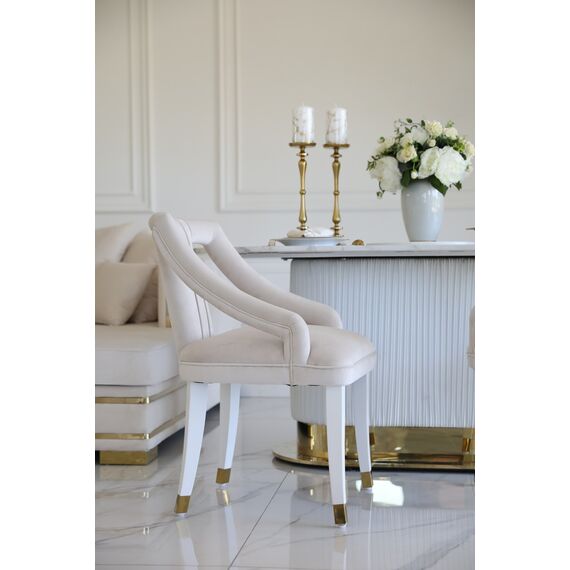 Exclusive glamorous dining chair, beige, white PALACE
