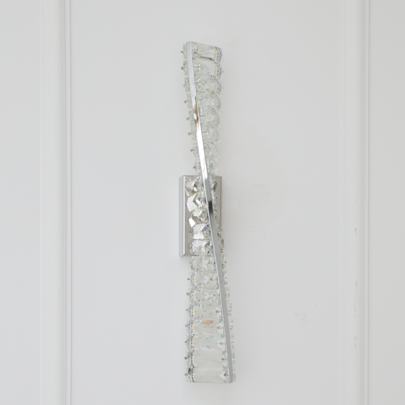 CRYSTAL silver crystal wall lamp, glamorous, oblong, designer wall lamp