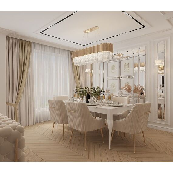 Stylish ELENA GLAMOR OUTLET dining table, bent white legs