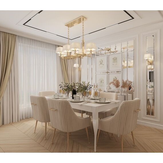 Stylish ELENA GLAMOR OUTLET dining table, bent white legs