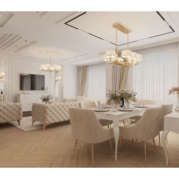 Stylish ELENA GLAMOR OUTLET dining table, bent white legs