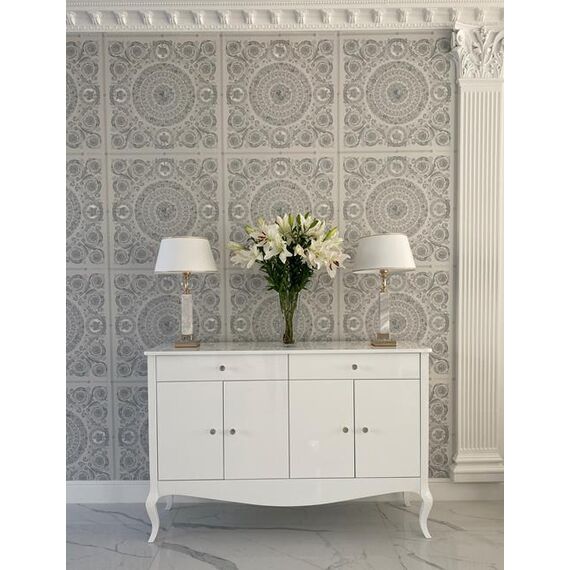 Chest of drawers ELENA GLAMOR OUTLET , bent legs with drawers, white