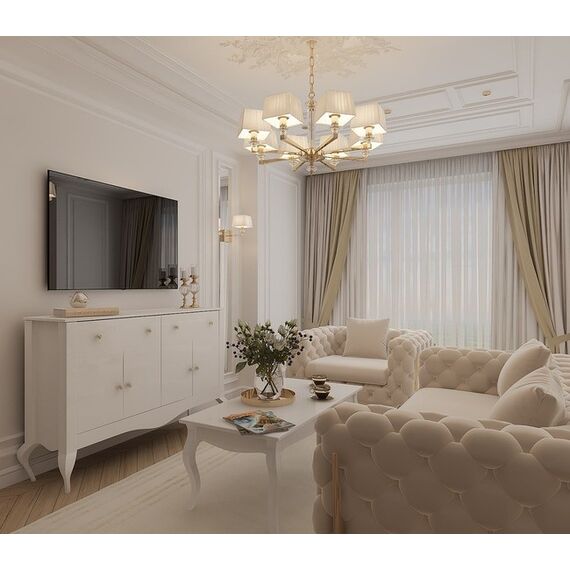 Chest of drawers ELENA GLAMOR OUTLET , bent legs with drawers, white