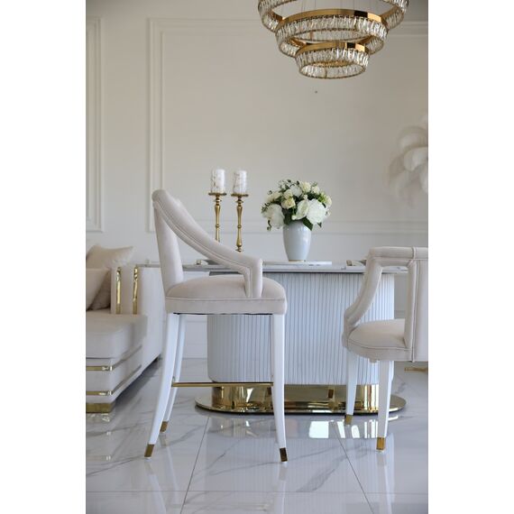 Luxurious dining stool glamour, beige, white PALACE