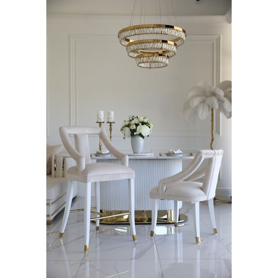 Luxurious dining stool glamour, beige, white PALACE