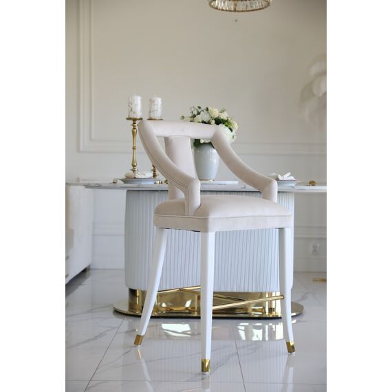 Luxurious dining stool glamour, beige, white PALACE