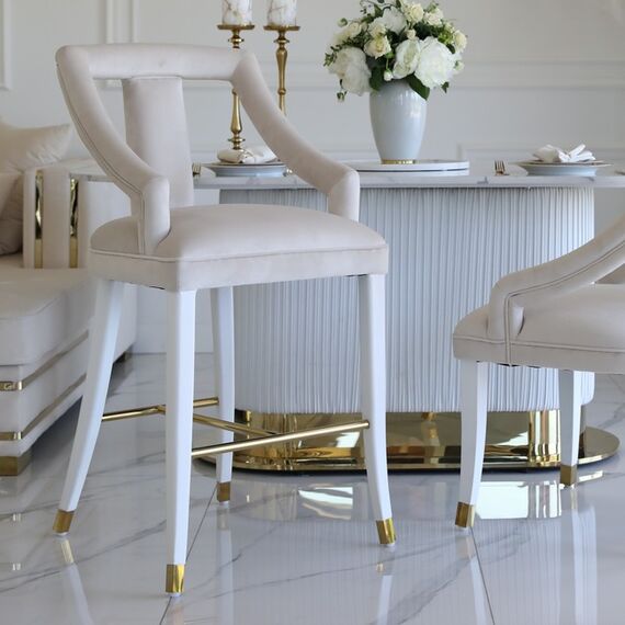 Luxurious dining stool glamour, beige, white PALACE