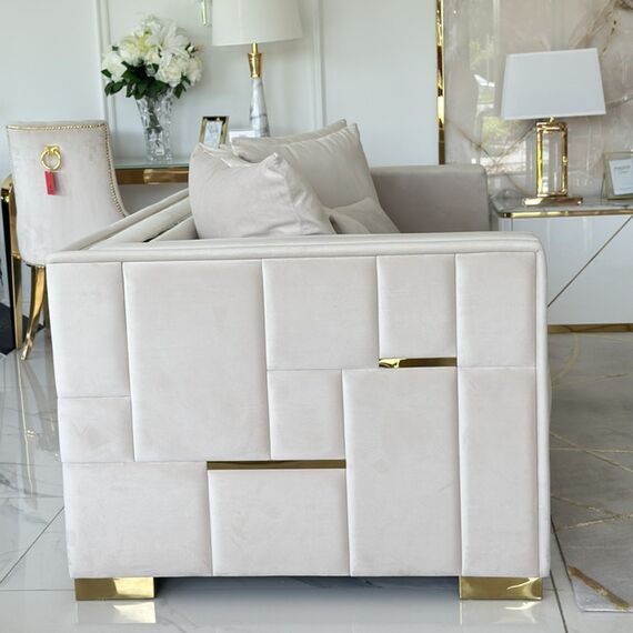 Glamor sofa for the living room, foldable, designer, modern with gold slats PALACE