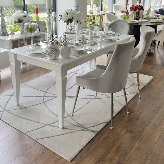 Modern, designer carpet for the living room, for the bedroom, glamor, grey, STRIPES SILVER