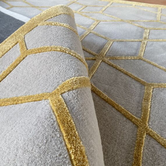 Modern carpet, geometric, for the living room, for the living room, glamor, gray, gold ARABEL GOLD