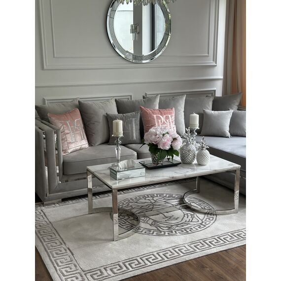 Modern silver coffee table with white top LOLA