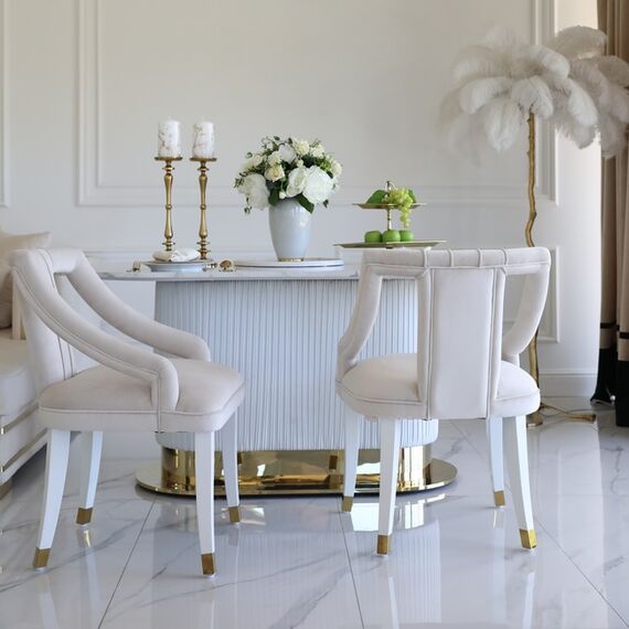 Stół złoty z marmurowym blatem, glamour do jadalni, nowoczesny, designerski ROYAL