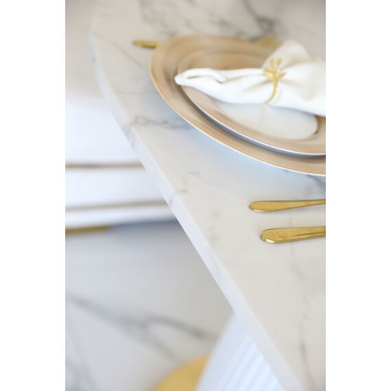 Stół złoty z marmurowym blatem, glamour do jadalni, nowoczesny, designerski ROYAL