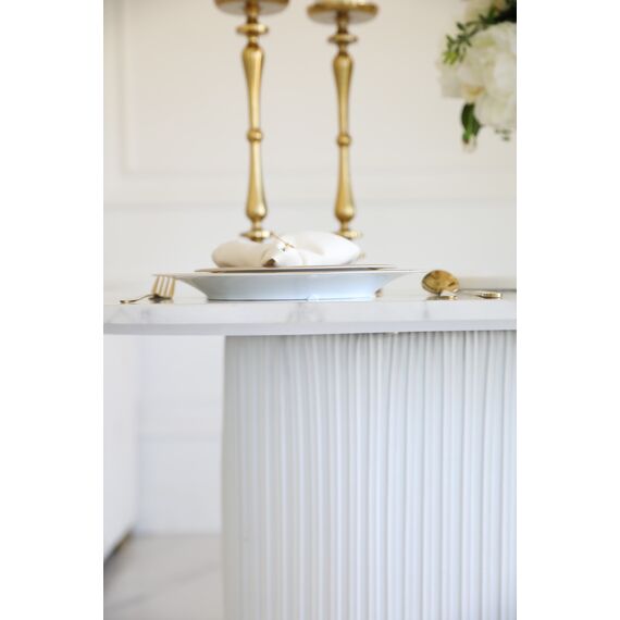 Stół złoty z marmurowym blatem, glamour do jadalni, nowoczesny, designerski ROYAL