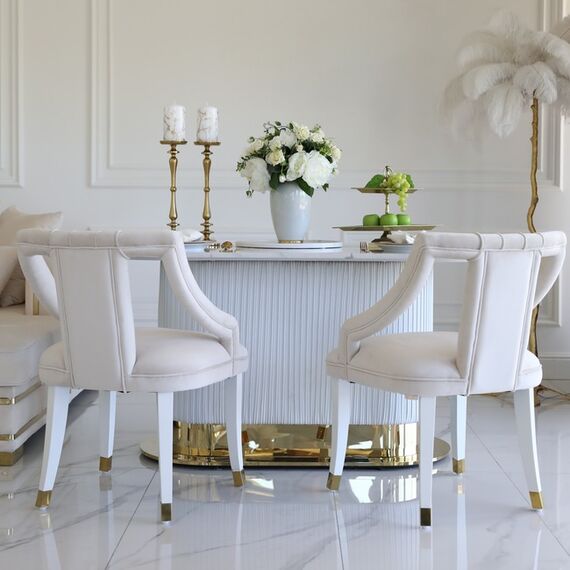 Stół złoty z marmurowym blatem, glamour do jadalni, nowoczesny, designerski ROYAL