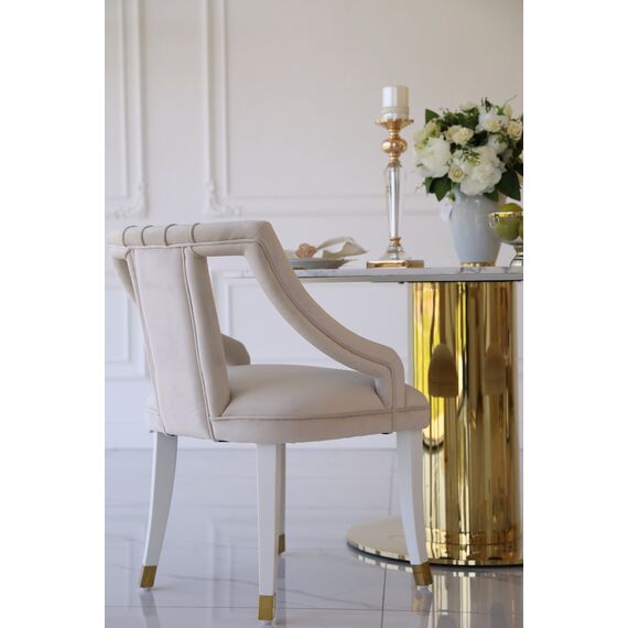 Round glamor dining table, on a golden steel leg, modern, 130cm ORION